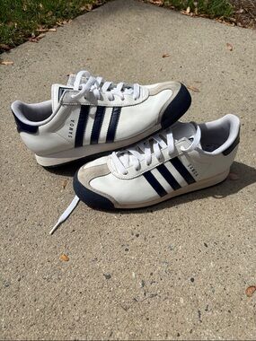 Adidas Samoa White and Navy Samoa Leather Sneakers M 6.5 W 8